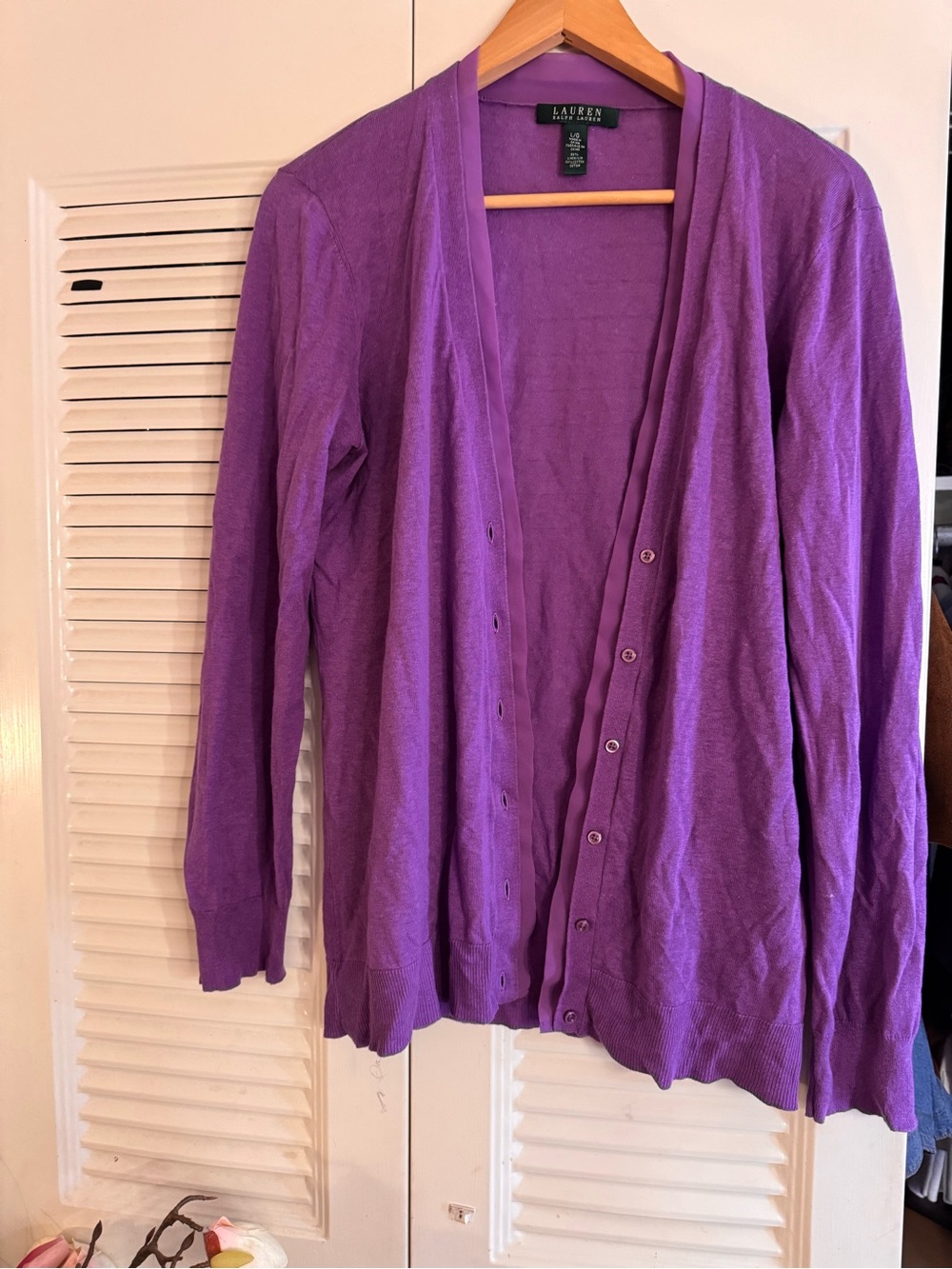 Ralph Lauren Purple V-Neck Button-Front Cardigan